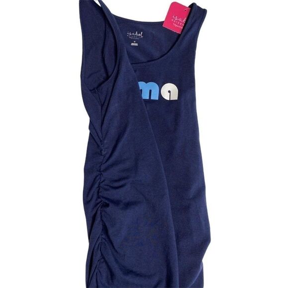 Isabel Maternity Mama Dress Womens MEDIUM Blue Sleeveless Shirred Scoop-Neck NEW - Picture 6 of 10